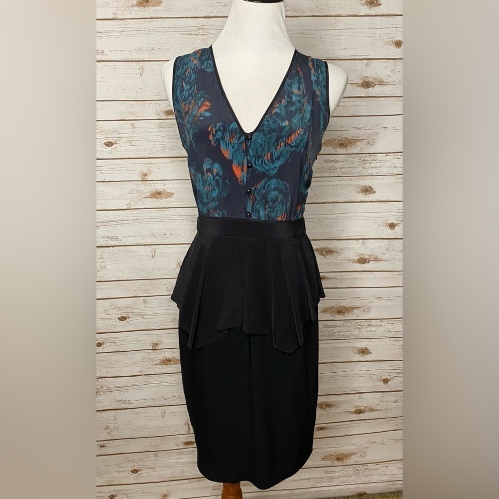 Marchesa Voyage silk peplum dress
